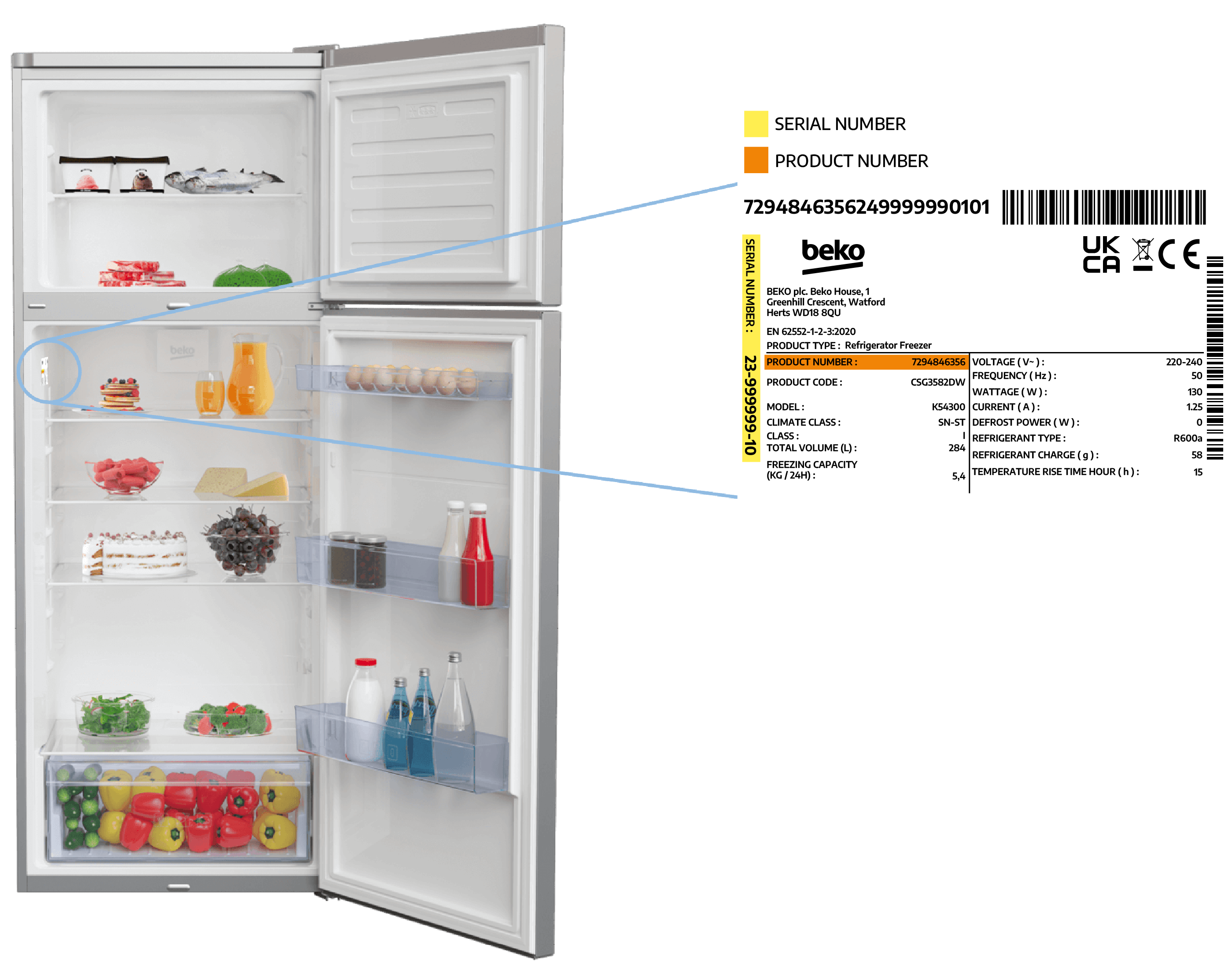 freezer top fridge freezer model number