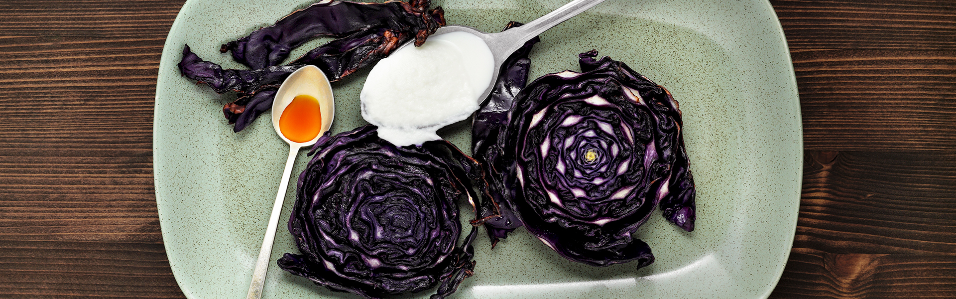 Baked Cabbage with Cauliflower Cream