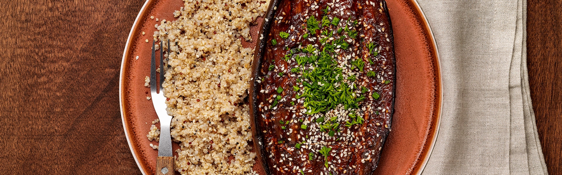 Leftover Eggplant Steak with Quinoa Pilaf