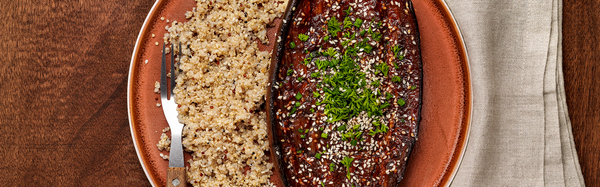 Leftover Eggplant Steak with Quinoa Pilaf