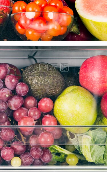 Fruits and vegetables inside refrigerator