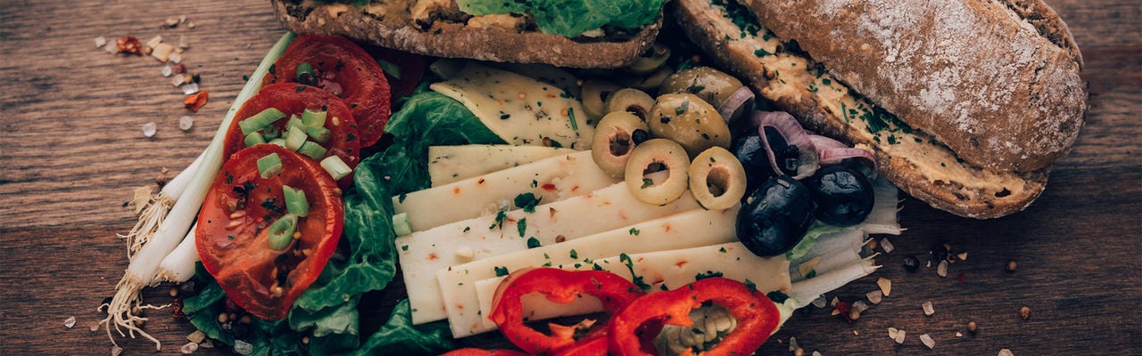 Sandwich made from everything in the refrigerator.