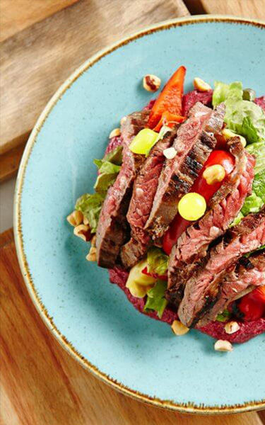 Grilled Steak Salad with Beets and Scallions_375x600