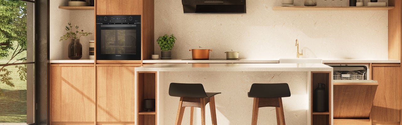 Nytt og stilig ovnsdesign, med helsort glass