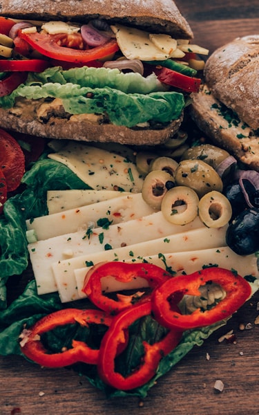 Sandwich made from everything in the refrigerator.