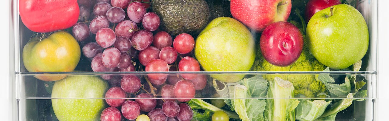Fruits and vegetables inside refrigerator
